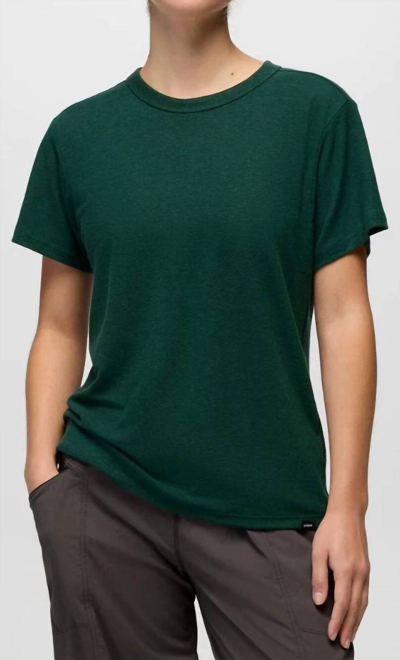 NEW PRANA cozy up short sleeve crewneck tee in root green